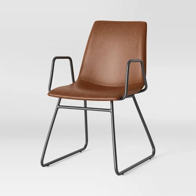 2pk Bowden Dining Chair With Arms Caramel Faux Leather - Project 62™ 2 2pk Bowden Dining Chair With Arms Caramel Faux Leather - Project 62™ - Image 2