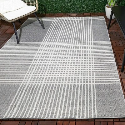 7' X 10' Plaid Outdoor Rug Gray - Project 62™ 1 7' X 10' Plaid Outdoor Rug Gray - Project 62™