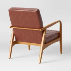Northway Channel Tufted Wood Armchair Brown Faux Leather - Project 62™ -Project 62 GUEST 20d09d47 9eaf 4d7d ac87 605b97dbae27
