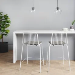 Set Of 2 Sodra Rounded Seat Wire Counter Height Barstool White - Project 62™