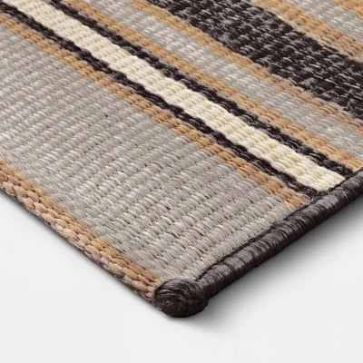 7'x10' Striped Tapestry Rectangular Woven Outdoor Area Rug Charcoal Gray - Project 62™ 2 7'x10' Striped Tapestry Rectangular Woven Outdoor Area Rug Charcoal Gray - Project 62™ - Image 2