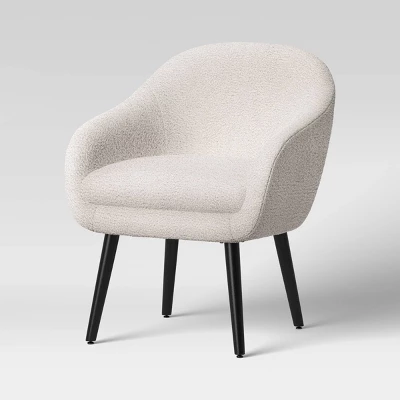 Harwell Modern Arm Barrel Chair With Wooden Legs Faux Shearling Cream - Project 62™ 2 Harwell Modern Arm Barrel Chair With Wooden Legs Faux Shearling Cream - Project 62™ - Image 2