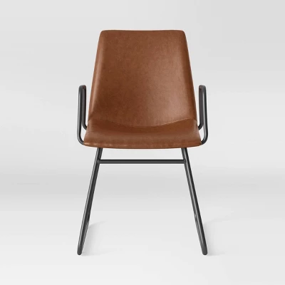 2pk Bowden Dining Chair With Arms Caramel Faux Leather - Project 62™ 3 2pk Bowden Dining Chair With Arms Caramel Faux Leather - Project 62™ - Image 3