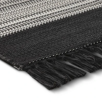 7' X 10' Outdoor Rug Striped Fringe Black - Project 62™ 1 7' X 10' Outdoor Rug Striped Fringe Black - Project 62™