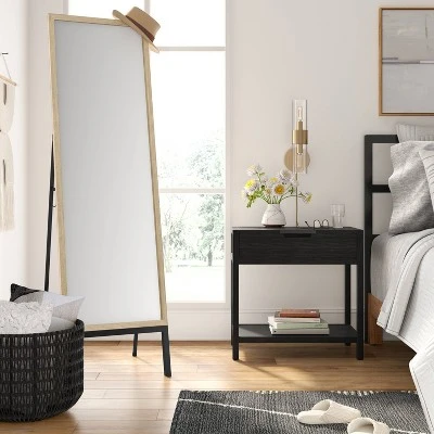 20" X 66" Oak And Metal Modern Floor Mirror Brown - Project 62™ 1 20" X 66" Oak And Metal Modern Floor Mirror Brown - Project 62™