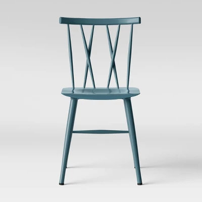 Set Of 2 Becket Metal X Back Dining Chair Light Blue - Project 62™ 2 Set Of 2 Becket Metal X Back Dining Chair Light Blue - Project 62™ - Image 2