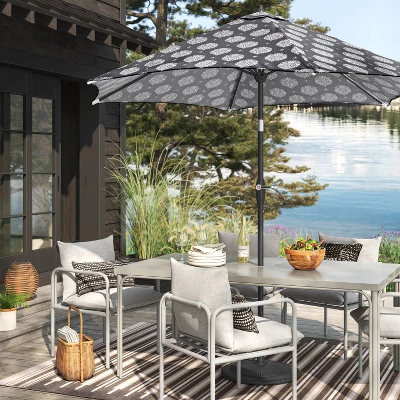 7'x10' Striped Tapestry Rectangular Woven Outdoor Area Rug Charcoal Gray - Project 62™ 1 7'x10' Striped Tapestry Rectangular Woven Outdoor Area Rug Charcoal Gray - Project 62™