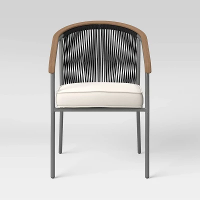 2pc Apex Mixed Material Outdoor Patio Dining Chairs Arm Chairs Black - Project 62™ 3 2pc Apex Mixed Material Outdoor Patio Dining Chairs Arm Chairs Black - Project 62™ - Image 3