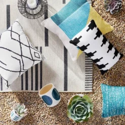 5' X 7' Outdoor Rug Multitier Bars Gray/Cream - Project 62™ -Project 62 GUEST a38265eb 2101 4383 8685 ca95bb7f898a 1