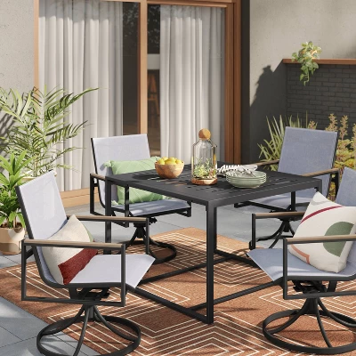 Henning 4 Person Rectangle Patio Dining Table - Black - Project 62™ 1 Henning 4 Person Rectangle Patio Dining Table - Black - Project 62™