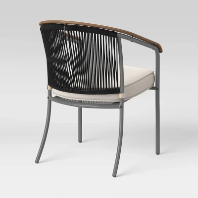 2pc Apex Mixed Material Outdoor Patio Dining Chairs Arm Chairs Black - Project 62™ 4 2pc Apex Mixed Material Outdoor Patio Dining Chairs Arm Chairs Black - Project 62™ - Image 4