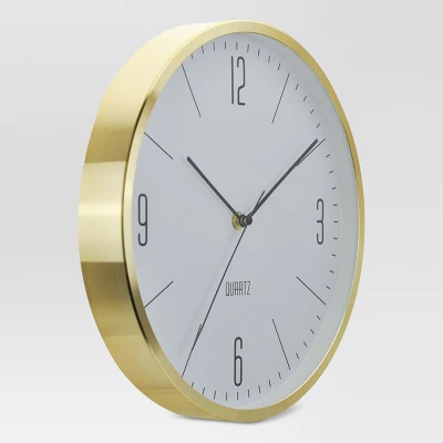 6" Round Wall Clock White/Brass - Project 62™ 1 6" Round Wall Clock White/Brass - Project 62™