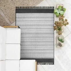 7' X 10' Outdoor Rug Striped Fringe Black - Project 62™ 5 7' X 10' Outdoor Rug Striped Fringe Black - Project 62™ -Project 62 GUEST cd564f5b 1bfc 4256 a3d9 97e6d89b24db