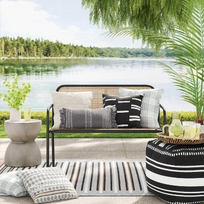 5' X 7' Woven Striped Outdoor Rug Ivory/Gray - Project 62™ 1 5' X 7' Woven Striped Outdoor Rug Ivory/Gray - Project 62™