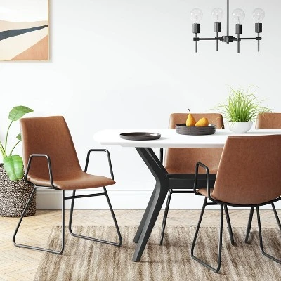 2pk Bowden Dining Chair With Arms Caramel Faux Leather - Project 62™ 1 2pk Bowden Dining Chair With Arms Caramel Faux Leather - Project 62™