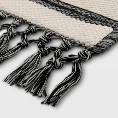 7' X 10' Fringed Stripe Outdoor Rug Charcoal - Project 62™ 1 7' X 10' Fringed Stripe Outdoor Rug Charcoal - Project 62™