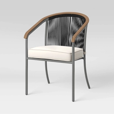 2pc Apex Mixed Material Outdoor Patio Dining Chairs Arm Chairs Black - Project 62™ 2 2pc Apex Mixed Material Outdoor Patio Dining Chairs Arm Chairs Black - Project 62™ - Image 2